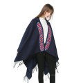 Poncho superdimensionado feminino xale Wrap Poncho com capa aberta